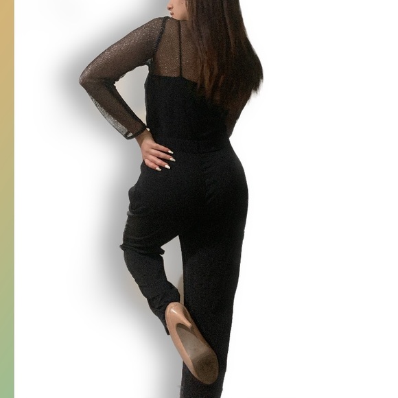 glittery, mesh, black jumpsuit - Picture 2 of 3